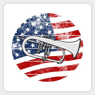 Flugelhorn USA Flag Hornist Brass Musician 4th July Sticker